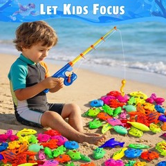 Kids Magnetic Fishing Toy Set Floating Fish Bath Pool Play Game
