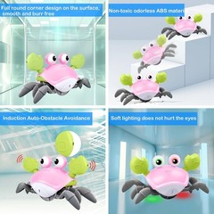 Interactive Crawling Crab Toy for Babies with Rechargeable Battery Pink Color