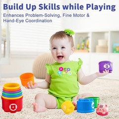 Baby Stacking Cups, Nesting Stacking Toys for Toddlers 1-3 Montessori Toys fo…