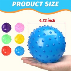 12 Pack Bouncy Ball Knobby Massage Ball, 5″ Spiky Sensory Toy for Kids & Adul…