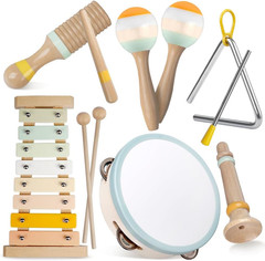 Baby Musical Instruments-Montessori Wooden Toys for Toddlers,Neutral Colors