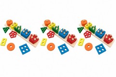 3x Montessori Wooden Shape Sorter Stacking Toy Sensory Learning Toddler Gift Set