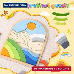 Montessori Wooden Shape Puzzles – Color Matching & Cognition Fun for Kids Over 3