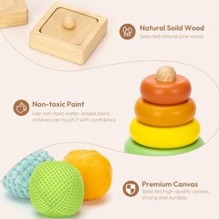 Montessori Toys for 1+ Year Old, Wooden Baby Learning Toys, Object Permanence…