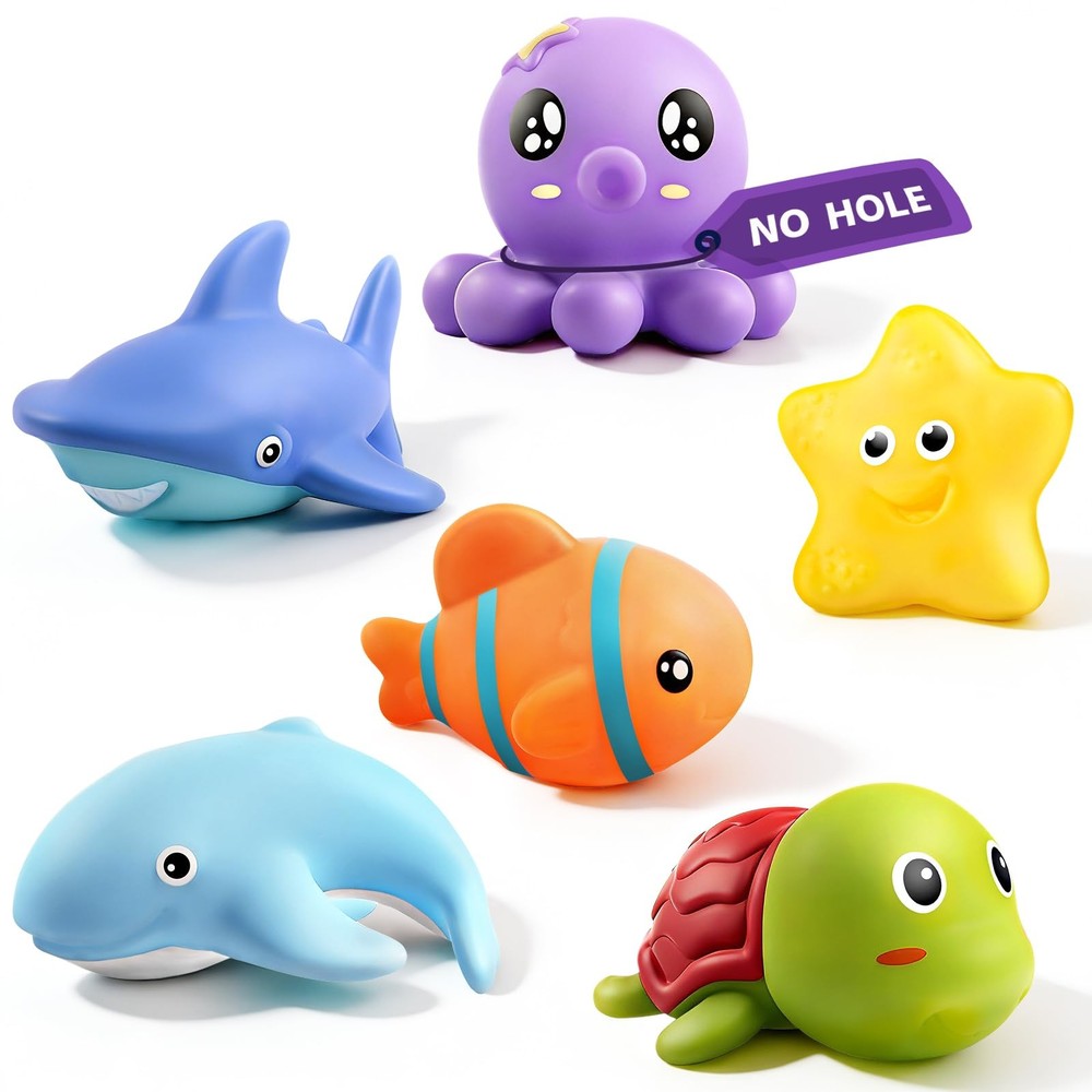 Hely Cancy Infant Bath Toys for 18 Months – No Hole Animal Bathtub Small, Mix