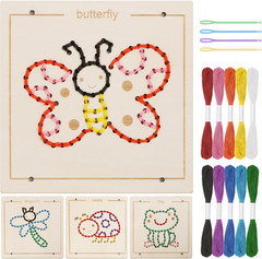 Montessori Wooden Lacing Toys for Toddlers and Kids Ages 2-4 5-7, Sewing Kit Fin