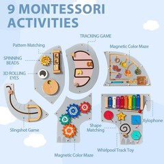 Large Elephant Wooden Activity Wall Panel Christmas Gift Educational Montesso…