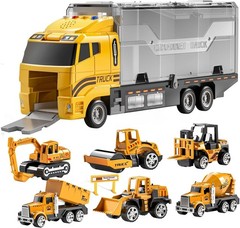 TEMI Toddler Toys for 3 4 5 6 Years Old Boys, Die-cast Construction Toys Car