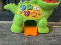 Fisher Price Dino Learning Toy Feed Me Dinosaur w/ 7 Coins Lights Sounds Tested