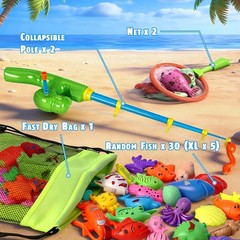 Kids Magnetic Fishing Toy Set Floating Fish Bath Pool Play Game