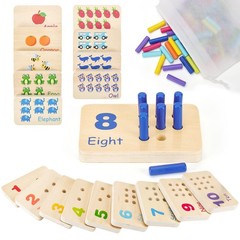Wooden Montessori Number Blocks for Toddlers, Counting Peg Board for Kids Age…