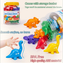 Dinosaur Matching Learning Toy with Storage Bucket for Kids Alphabet Style