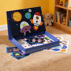 Magnetic Space Puzzle Box for Kids Wooden Montessori Learning Toy Set
