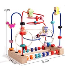 Montessori Baby Toys Wooden Dinosaur Roller Coaster Bead Maze Toddler Early Lear