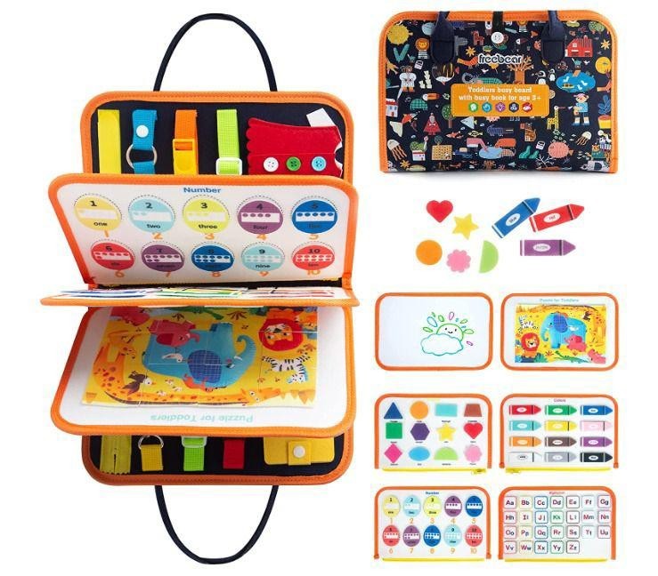 Felt Sensory Travel Busy Book Board Educational Toys for Toddlers 1-2 Years Old