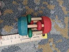 Vintage Wooden Mini Bead Baby Rattle Montgomery Schoolhouse, USA, non Toxic