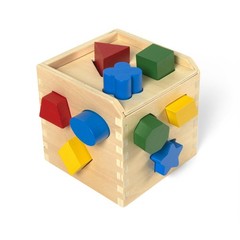 Melissa Doug Shape Sorting Cube – Classic Wooden Toy With 12 Shapes