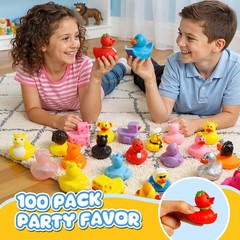 100 Pcs Rubber Ducks, Random Assortment Ducks Bulk for 100 PCS, Multicolor