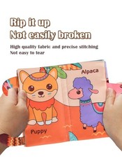 Baby 3D Soft Cloth Books Safe Tear-Resistant Animal Tails Crinkle Paper Beeper