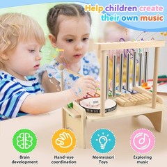 Kids Drum Set,Baby Musical Instrument for Toddler,Wooden Xylophone for Toddlers