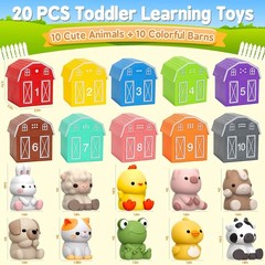 Learning Toys for 1,2,3 Year Old Toddlers, 20Pcs Farm Animals Toys Montessori Co