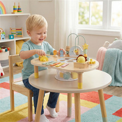 7 in 1 Wooden Baby Activity Table Multifunctional Toddler Sensory Play Center