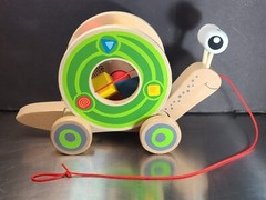 HAPE Shape Sorter Wooden Pull Walk-A-Long Snail Toy 12-18 Months Learning
