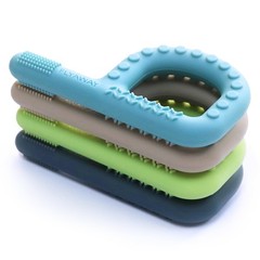 Teething Toys for Baby 3-6 6-12 Months 4 Pack P Shape, Blue/Khaki/Green/Gray