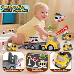 Toddlers Truck Toys,Boy Toys Gifts for 1 2 3 Years Old,5 in 1 Construction Trans