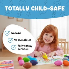 TinyGeeks 12 Color Egg Crayons – Palm Grasp Non-Toxic and Washable for Toddle…