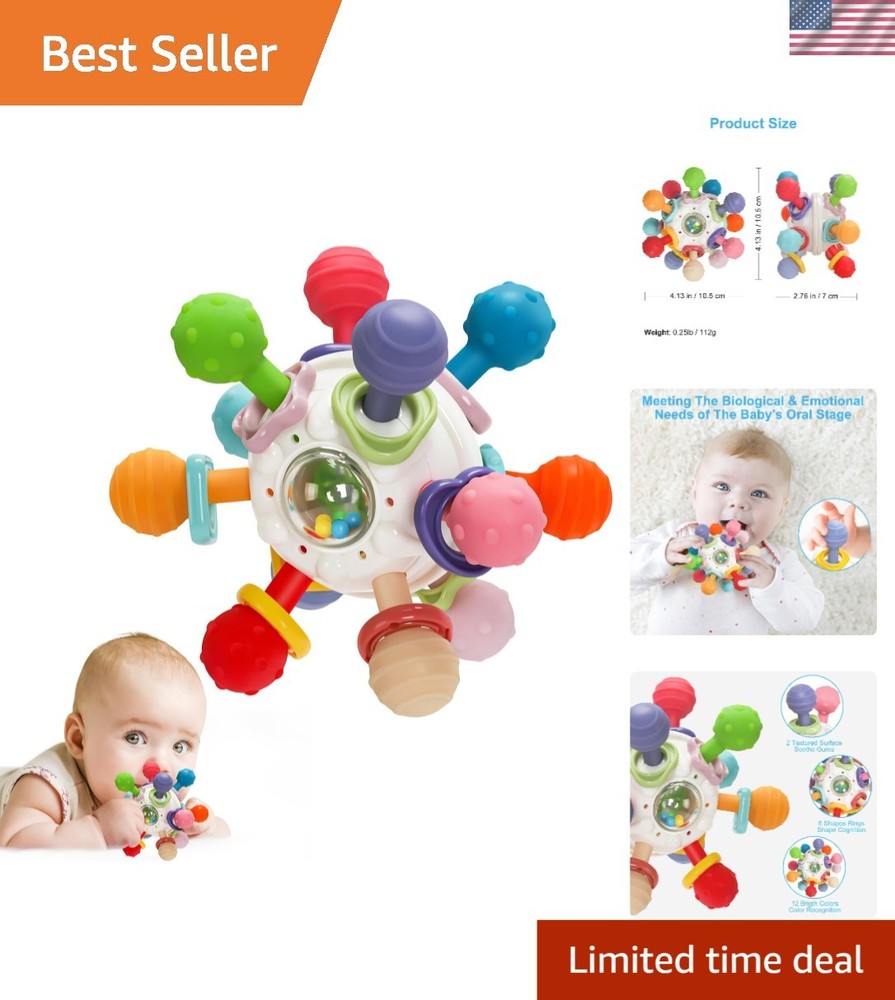 Safe Silicone Baby Sensory Toy & Teether – Ideal for 0-12 Travel