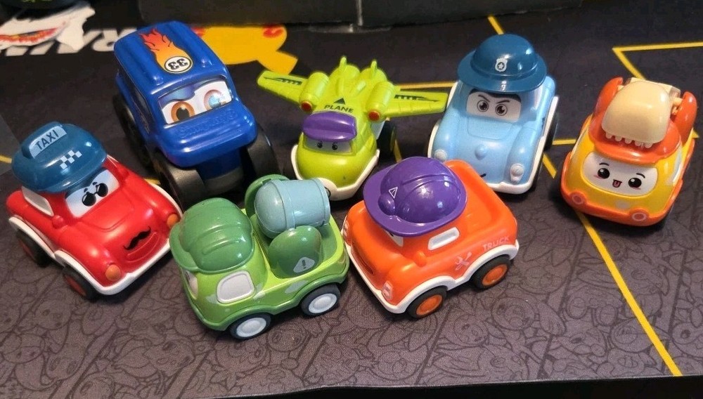 7 Pcs Pull Back Cars Set Toys for 1 2 3 Year Toddlers
