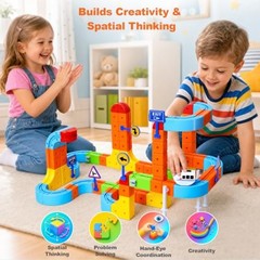 Electric Train Set for Kids, 3D Cube Flexible Race Track STEM Building Toys |