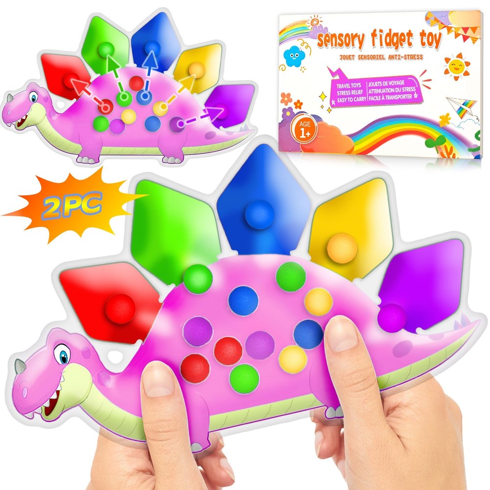 2PC Pink Dinosaur Color Sorting Sensory Toys, Montessori Toys for Toddler Gir…