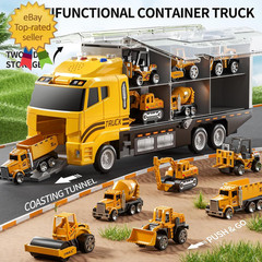 Toddler Boys Construction Truck Vehicle Toy Set with Play Mat and Die-Cast Toy C