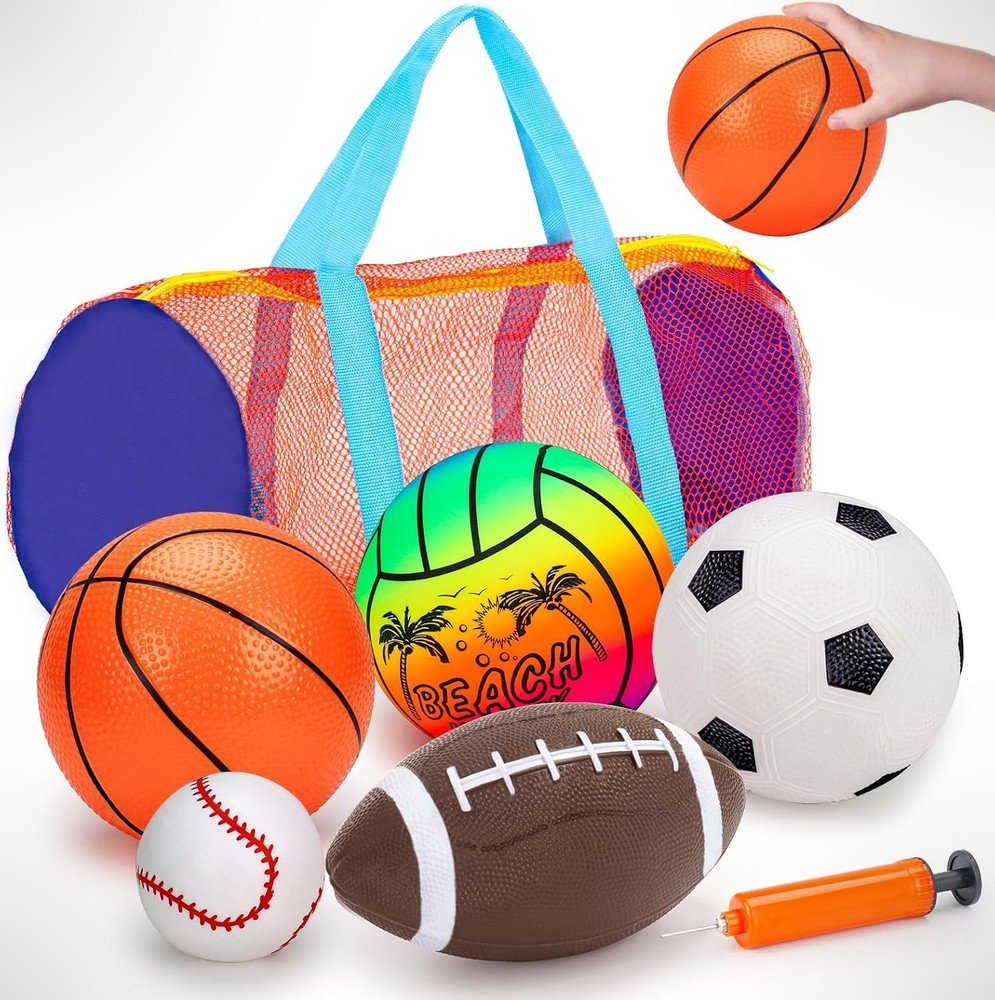 5 Pack Sports Balls Toddlers 1-3 Years Outdoor Toys Football Soccer Basketball