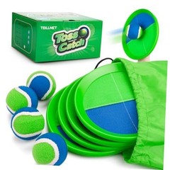 TEILLNET Toss and Catch Ball Set Upgraded – Kids Toys 4 Paddles 4 Balls Blue