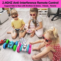 Remote Control Car for Girls, 360° Flipping Stunt Standard (Headlights) Pink