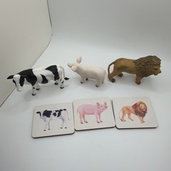 Lovevery Companion Play Kit Animal Match 3 Animals & Cards w/ Bag – Partial Set