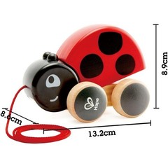 Pull Along Ladybug Toy Encourages Crawling Walking Cheerful Design Sturdy Wheels
