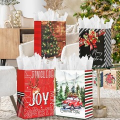 WLUSEAXI 24 Pack Christmas Gift Bags Assorted Sizes with Handles & Tags – 6 J…