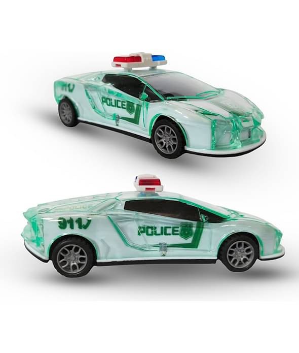 Police Car with Lights, Push & Go Powered, Music and Siren Sound Car Toy