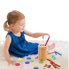 Montessori Wooden Color Sorting Shape Puzzle Toy for Toddlers L Flat stick