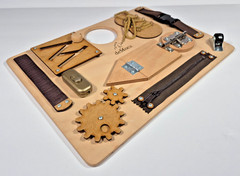 DeMoca Montessori Busy Fidget Board Sensory for Toddlers Wooden 10 Educational