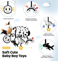 Spiral Car Seat Baby Toys 0-6 Months, Infant Carseat High Contrast Sensory Toys