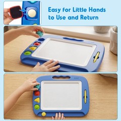 Large Magnetic Drawing Board for Kids, Etch & Sketch Pad with 4 Stamps, Educatio
