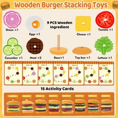 Jumlys Montessori Wooden Burger Stacking Toys for 2, 3, 4, 5 Year Olds, Fine …