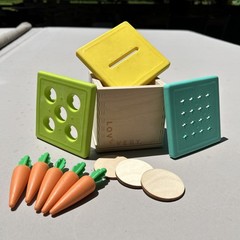 Lovevery Coin Bank & Carrots Drop Box Wood Toy Lot Montessori Play Preschool