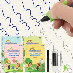 4 Pack Magic Grooved Handwriting Practice Books for Kids Reusable Writing Workbo