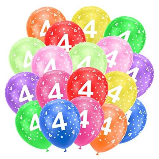 Ainiv 4th Birthday Balloons 18PCS, 12inch Numbers Printed 18pcs-4nd Birthday